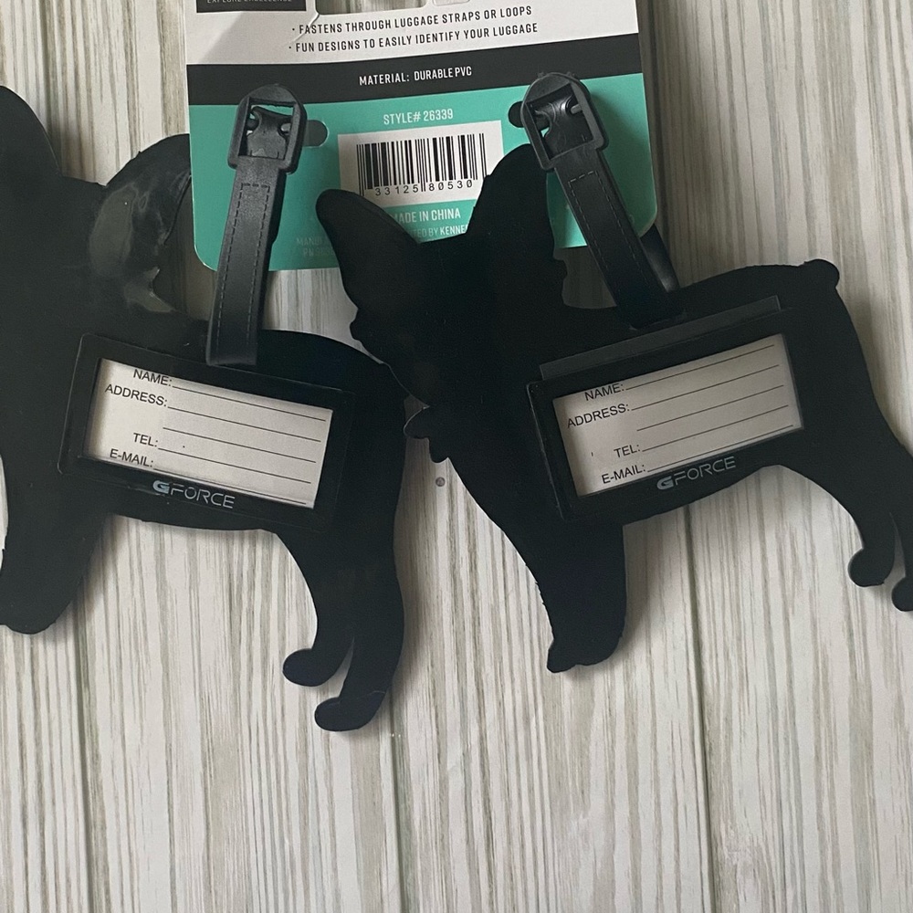 G FORCE Set of 2 French Bulldog BON VOYAGE Luggage Tags - Picture 3 of 3